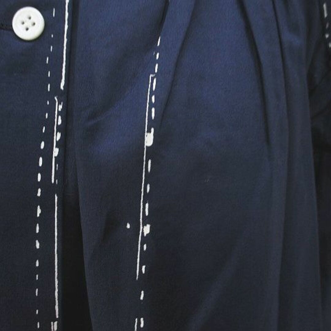 YOSHI KONDO 長袖 シャツ ブラウス S ネイビー 紺系 ハーフボタン レディースのトップス(シャツ/ブラウス(長袖/七分))の商品写真