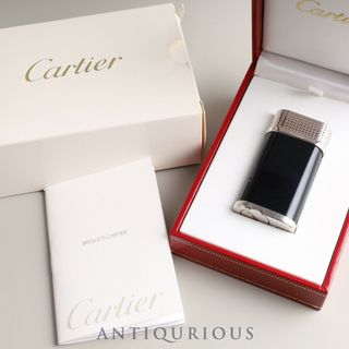 カルティエ(Cartier)のCARTIER カルティエ ライター CA120137 BRIQUET PASHA DE CARTIER ラッカー黒×プラチナ仕上げ 箱(タバコグッズ)