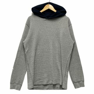 シュプリーム(Supreme)のSUPREME シュプリーム 15AW Hooded Waffle Thermal 袖ロゴ ワッフルサーマル パーカー グレー×ネイビー サイズXL 正規品 / 34018(パーカー)