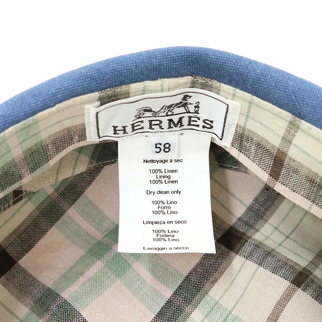Hermes(エルメス)のエルメス サントノーレ キャスケット 帽子 ハット #58 リネン デニム ブルー 青 箱付 HERMES（新品・未使用品） レディースの帽子(キャスケット)の商品写真
