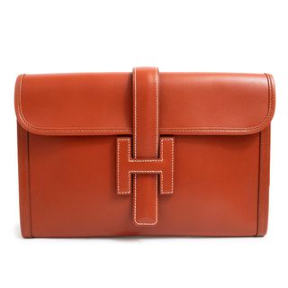 エルメス(Hermes)のエルメス ジジェ PM クラッチ セカンドバッグ ボックスカーフ レザー オレンジ □H刻印 HERMES（中古）(クラッチバッグ)