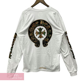 クロムハーツ(Chrome Hearts)のCHROME HEARTS Camo Horseshoe L/S Tee クロムハーツ カモホースシューロングスリーブTシャツ 長袖カットソー ロンT ポケT プリント 袖ロゴ カモフラージュ柄 迷彩 ホワイト サイズXXL【240412】【新古品】【me04】(Tシャツ/カットソー(半袖/袖なし))