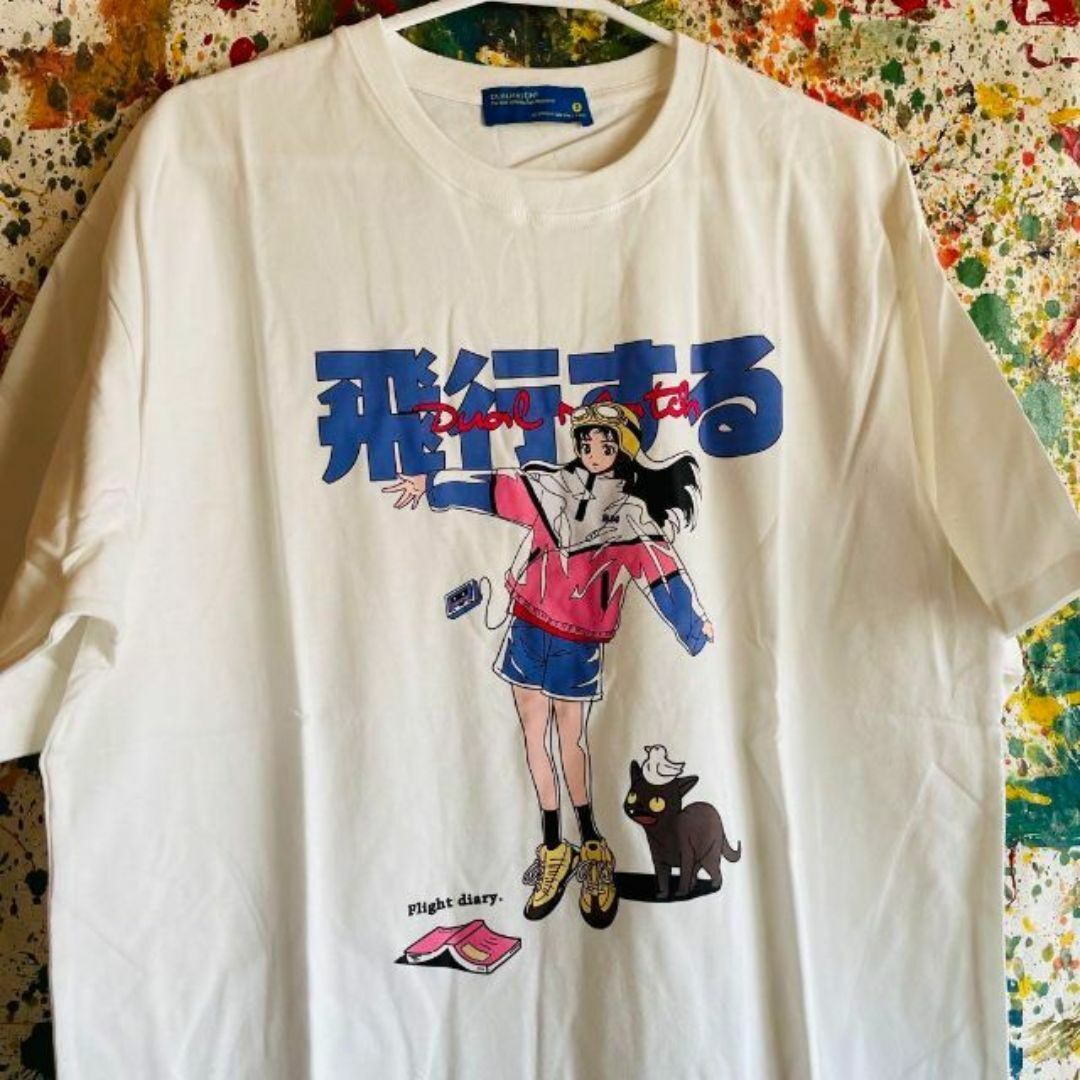 【★★★★】飛行する エモい Tシャツ ユニセックス 半袖 昭和 レトロ　白 メンズのトップス(Tシャツ/カットソー(半袖/袖なし))の商品写真