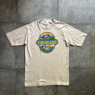 80s sportswear tシャツ USA製 M ベージュ コロラド(Tシャツ/カットソー(半袖/袖なし))