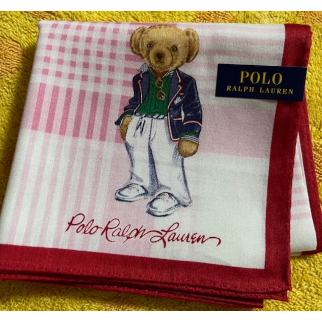 POLO RALPH LAUREN(ポロラルフローレン)のポロラルフローレン  ハンカチ  チェックベア Pレッド額  レディースのファッション小物(ハンカチ)の商品写真