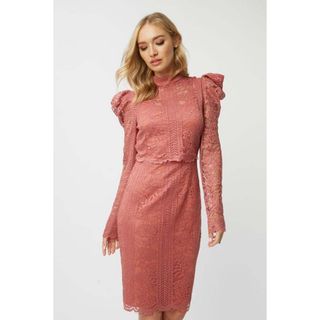 エイソス(asos)の新品未使用⭐︎Little Mistress 長袖レースタイトドレス(ミディアムドレス)