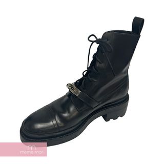 エルメス(Hermes)のHERMES Lace Up Boots エルメス レースアップブーツ  ラバーソール ケリーベルト金具 シルバー金具 ブラック レザー サイズ36【240413】【中古-B】【me04】(その他)