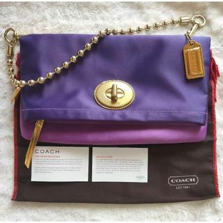 コーチ(COACH)の新品未使用 COACH　アマンダ　チェーンクラッチショルダーバッグ　パープル　紫(クラッチバッグ)