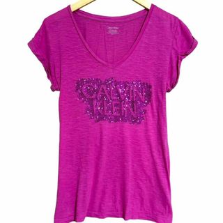 Calvin Klein スパンコール 半袖Tシャツ ロゴ レディース Sサイズ