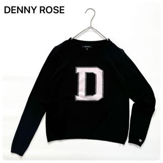 デニーローズ(DENNYROSE)の美品✨DENNY ROSE 長袖 ニット ショート丈 黒 ロゴ S デニーローズ(ニット/セーター)