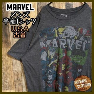 USA古着 MARVEL Tシャツ グレー キャラクター ヒーロー L アメコミ(Tシャツ/カットソー(半袖/袖なし))