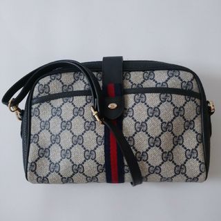 グッチ(Gucci)のオールドグッチ  ショルダーバッグ　紙タグ　GGスプリーム　PVC ほつれ(ショルダーバッグ)