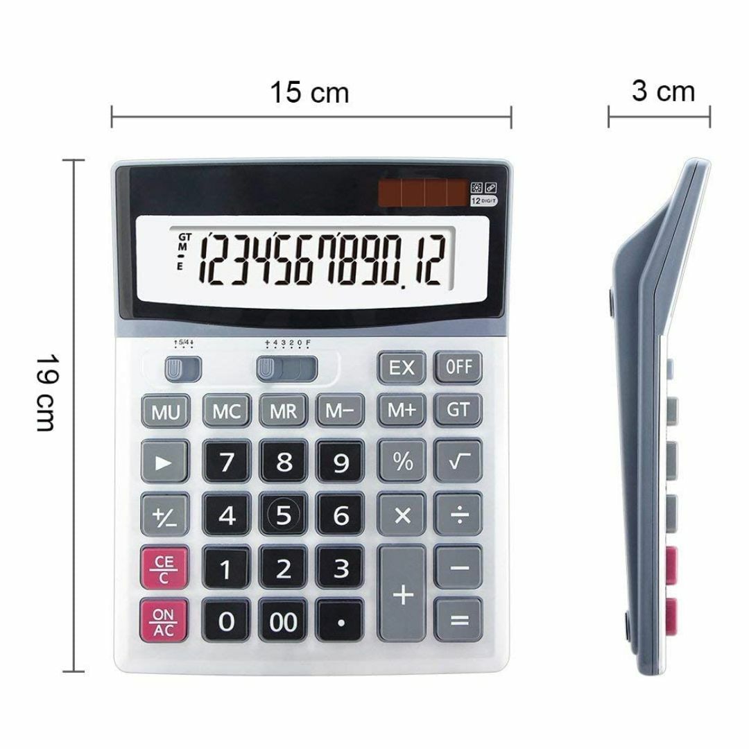 OFFIDIX 電卓 12桁 計算機 大型 簿記 電卓 卓上計算機 おしゃれ 大 インテリア/住まい/日用品のオフィス用品(OA機器)の商品写真