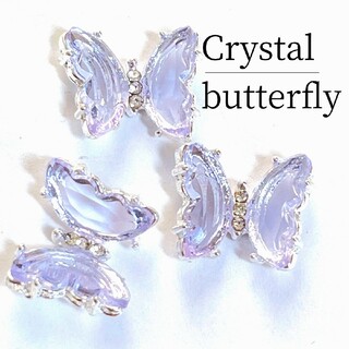 ネイルパーツ　水晶クリスタルストーン　バタフライ　蝶々(ネイル用品)