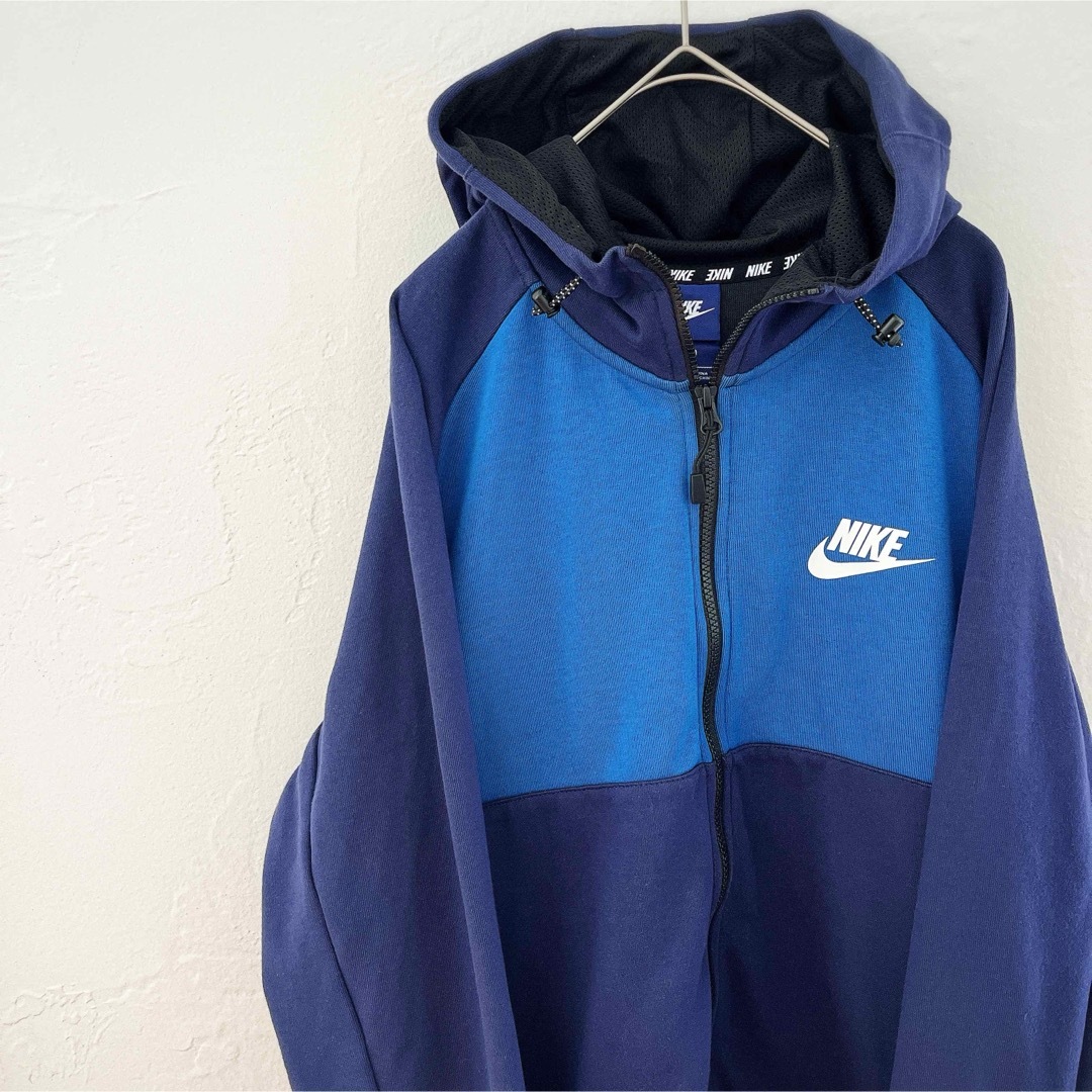 NIKE(ナイキ)のNIKE ナイキ ジップ パーカー ラバーロゴ 青タグ フーディ L 美品 メンズのトップス(パーカー)の商品写真