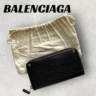 バレンシアガ(Balenciaga)の【美品】BALENCIAGA 長財布 ブラック　ラウンドジップ(長財布)