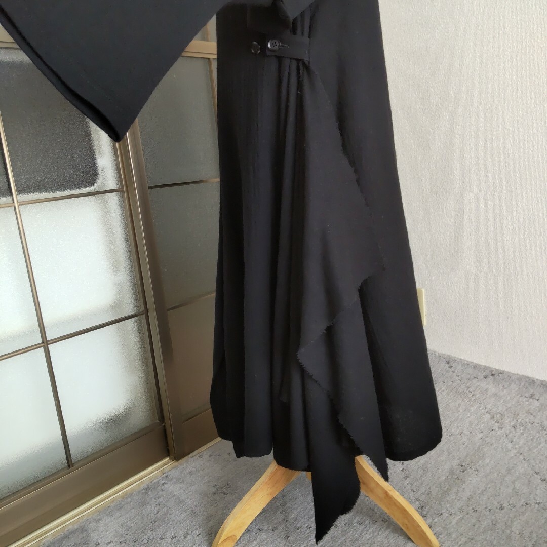 Yohji Yamamoto(ヨウジヤマモト)の★Yohji Yamamoto ★ ウール 袖切替 アシンメトリー ワンピース レディースのワンピース(その他)の商品写真