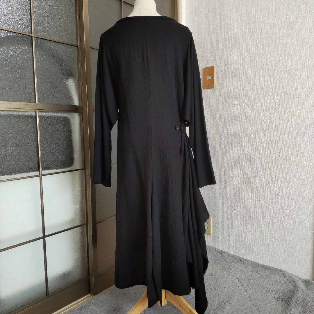 Yohji Yamamoto(ヨウジヤマモト)の★Yohji Yamamoto ★ ウール 袖切替 アシンメトリー ワンピース レディースのワンピース(その他)の商品写真