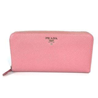 プラダ(PRADA)のプラダ PRADA ロゴ ロングウォレット ラウンドファスナー 長財布 サフィアーノレザ－ ピンク(財布)