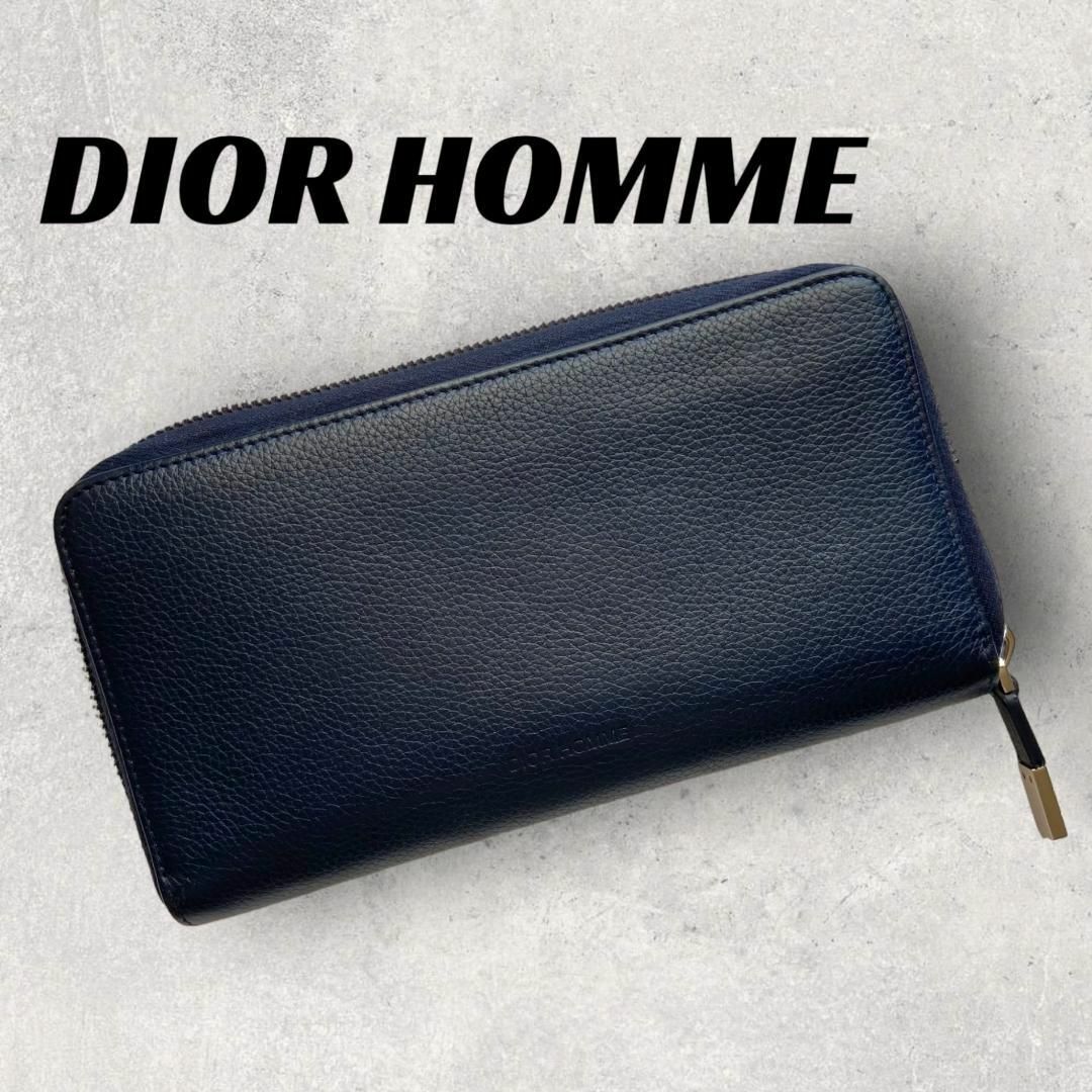 Christian Dior(クリスチャンディオール)の【良品】DIOR HOMME 長財布 ネイビー　ラウンドジップ メンズのファッション小物(長財布)の商品写真