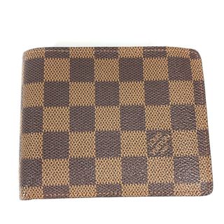 LOUIS VUITTON - ルイヴィトン LOUIS VUITTON ポルトフォイユ・フロリン N60011 ダミエ コンパクトウォレット 2つ折り財布 ダミエキャンバス エベヌ ブラウン 美品