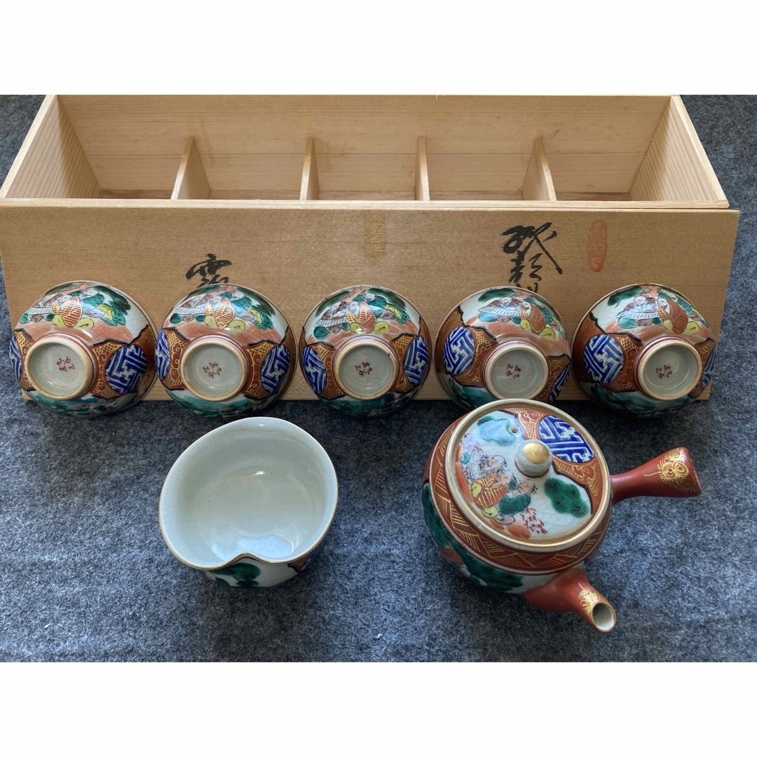 骨董品 九谷焼庄三 急須・湯呑み・湯冷し 茶器7点セットの通販 骨董品 九谷焼庄三 急須・湯呑み・湯冷し 茶器7点セットの通販