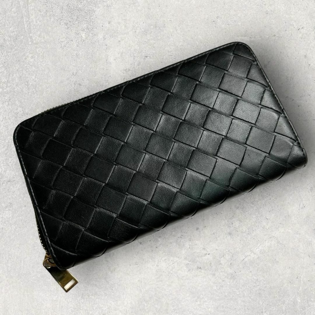 Bottega Veneta(ボッテガヴェネタ)の【美品】BOTTEGA VENETA　長財布　マキシイントレチャート　ブラック メンズのファッション小物(長財布)の商品写真