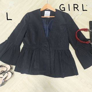 GIRL - 【GIRL ガール】ジャケット　Lサイズ　フレア　ノーカラー　テーラード