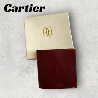 カルティエ(Cartier)の【良品】Cartier　財布　マストライン　ボルドー　二つ折り(財布)