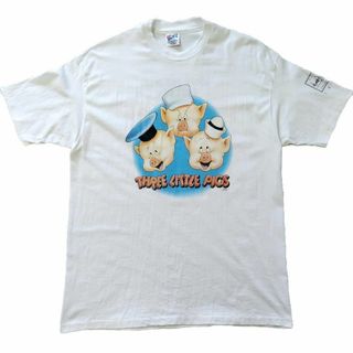 古着　90s　三匹の子ぶた　Tシャツ　XLサイズ　白　ディズニー　ヘインズ *