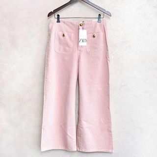 ザラ(ZARA)の未使用級✨ZARA タグ付き　ヴィンテージ　金ボタン　デニム　ワイドパンツ　L(その他)