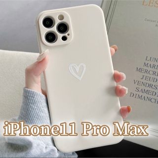 【iPhone11promax】iPhoneケース ホワイト ハート 手書き 白