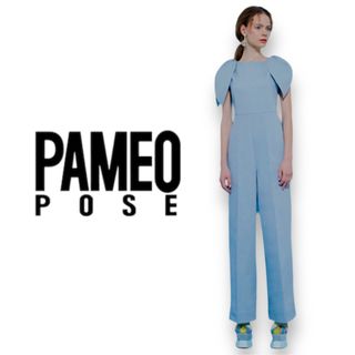 パメオポーズ(PAMEO POSE)のパメオポーズ デニム サロペット オールインワン 綿 肩リボン ウエストリボン (サロペット/オーバーオール)