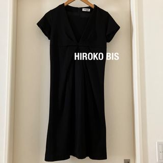 HIROKO BIS - ☆ 1度のみ使用　HIROKO BIS  ワンピースブラック　9号 ワ半袖 黒 