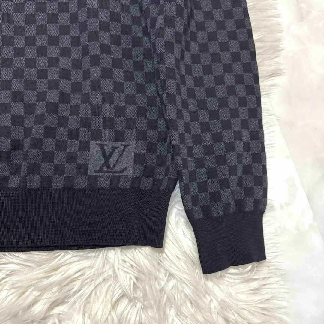 LOUIS VUITTON(ルイヴィトン)の本物 美品 ルイヴィトン LVロゴ ダミエグラフィット ニット セーター M 灰 メンズのトップス(ニット/セーター)の商品写真