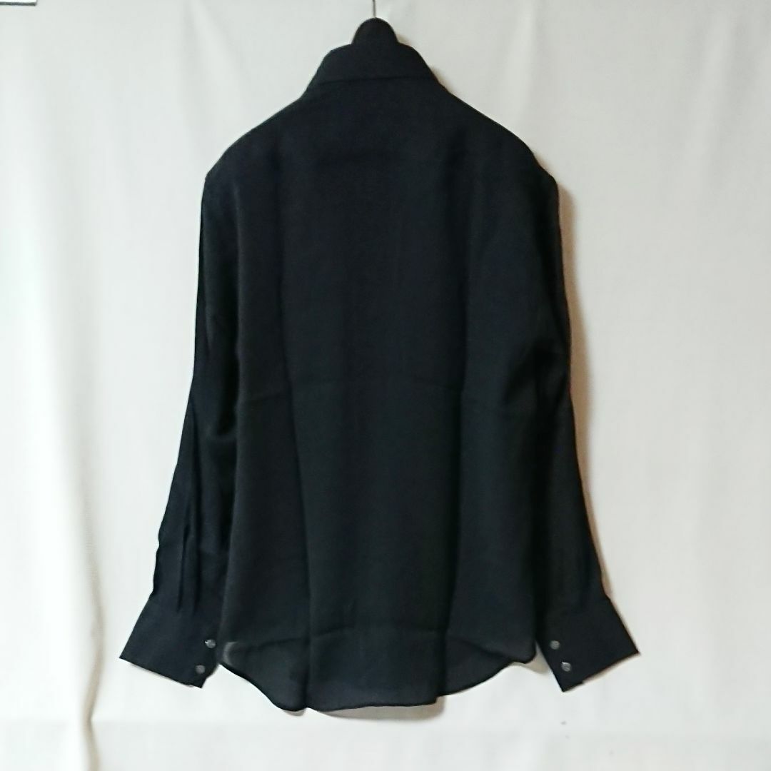 【新品】楊柳生地　長袖シャツ ブラック L メンズのトップス(シャツ)の商品写真