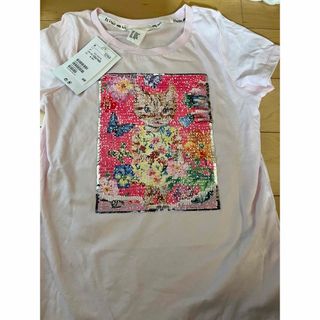 エイチアンドエム(H&M)の新品未使用　H&M ナタリーレテ ピンク　Tシャツ 130 140(Tシャツ/カットソー)