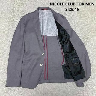 ニコルクラブフォーメン(NICOLE CLUB FOR MEN)のニコルクラブフォーメン 格子柄 テーラードジャケット ペイズリー 46 グレー(テーラードジャケット)