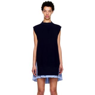 sacai - sacai cotton knit poplin mini one-piece