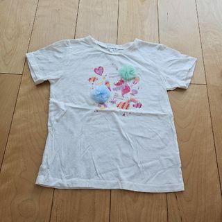 サンカンシオン(3can4on)の【3can4on　ワールド】チュールお花付　Tシャツ(140cm)　美品(Tシャツ/カットソー)