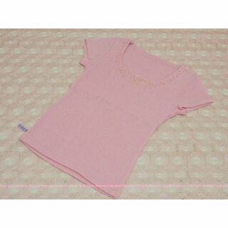 ザラ(ZARA)の韓国購入！キラキラ スパンコール付 可愛いピンクの半袖ニット/M(ニット/セーター)