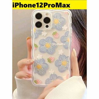 アップル(Apple)のiPhone12ProMax★ウェーブエッジ　花柄　韓国　透明ケース　可愛すぎる(iPhoneケース)