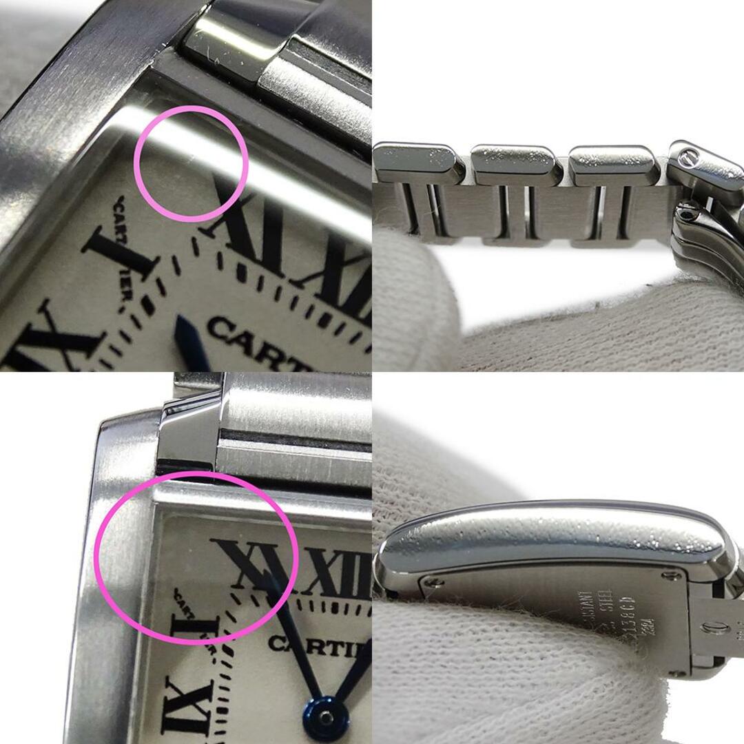 Cartier(カルティエ)のカルティエ Cartier 時計 レディース ブランド タンクフランセーズ SM クオーツ QZ ステンレス SS W51008Q3 シルバー アイボリー 磨き済み 【中古】 レディースのファッション小物(腕時計)の商品写真