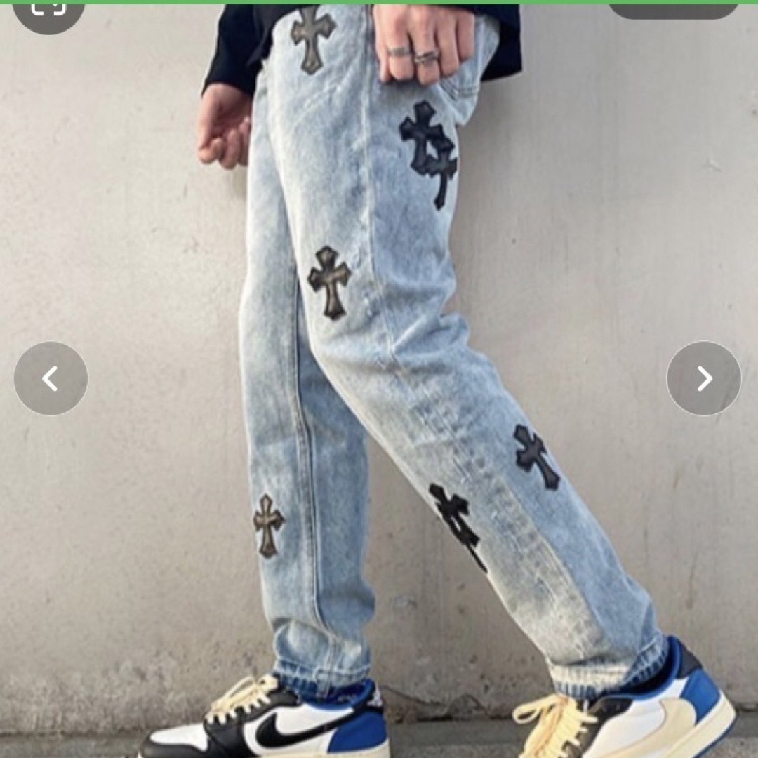 【即日発送】ARULU クロスモチーフ ワッペンデニムパンツ メンズのパンツ(デニム/ジーンズ)の商品写真