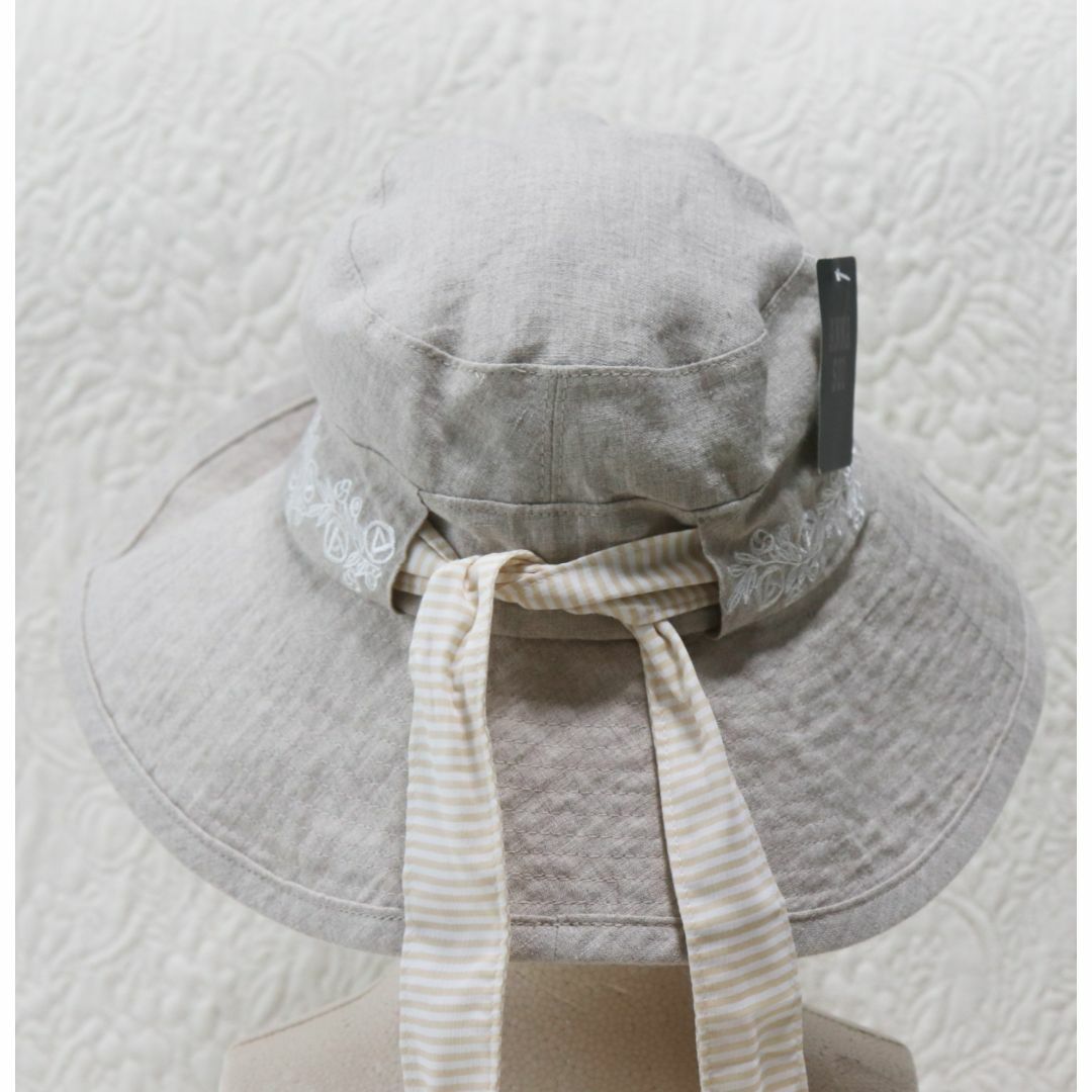 ANNA SUI(アナスイ)の新品【アナスイ】麻100％ 刺繍 りぼん サマーハット S-M サイズ調節可 レディースの帽子(ハット)の商品写真