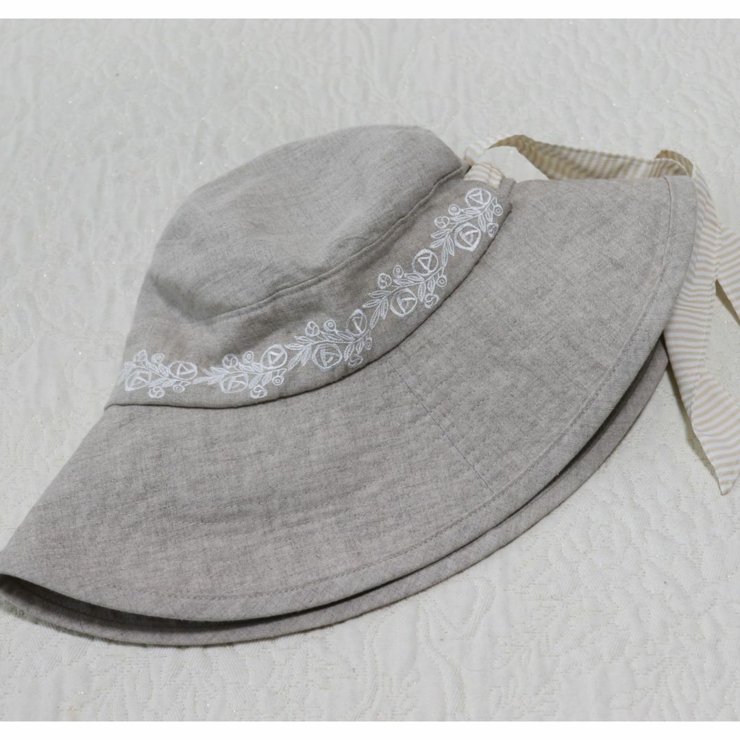 ANNA SUI(アナスイ)の新品【アナスイ】麻100％ 刺繍 りぼん サマーハット S-M サイズ調節可 レディースの帽子(ハット)の商品写真