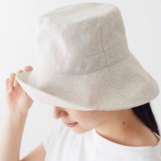 MUJI (無印良品) - 無印良品 ＵＶカット フレンチリネン クロッシェ  ハット 帽子