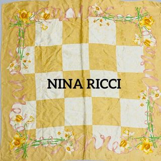 ニナリッチ(NINA RICCI)の★NINA RICCI★ スカーフ 大判 花 チェック シルク ベージュ(バンダナ/スカーフ)