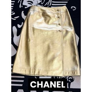 シャネル(CHANEL)の月末セール◾️超美品◾️ CHANELラムスキンレザースカート(ひざ丈スカート)