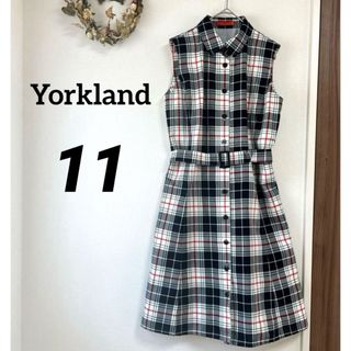 Yorkland - Yorklandヨークランド　ジャガード　チェックワンピース  Aライン 11号